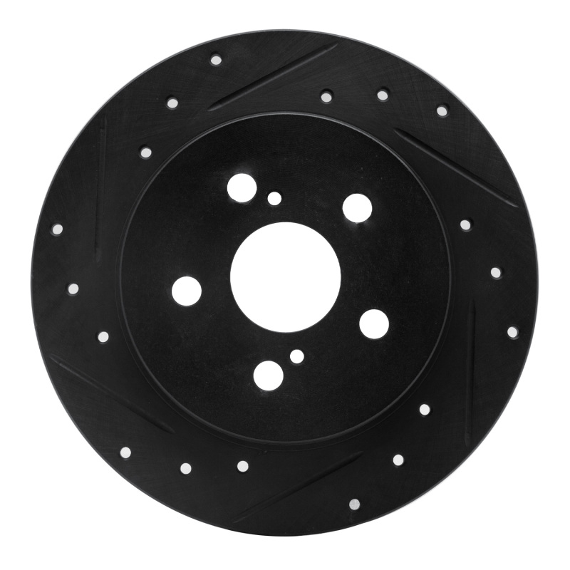 Lexus CT200H Brake Rotor (1) - Rear Left - R1 Concepts - Drilled & Slotted - Black - `09-`24